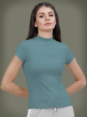 NAVYANKAA Casual Self Design Women Light Blue Top