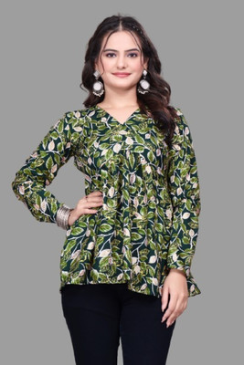 AARADHYA Formal Printed Women Green Top
