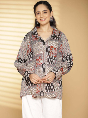 LetsDressUp Casual Printed Women Grey Top