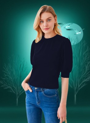 Dream Beauty Fashion Casual Solid Women Dark Blue Top