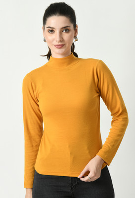 GLADLY Casual Self Design Women Yellow Top