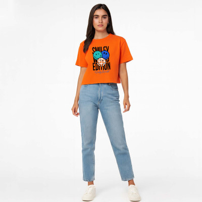 MINUTE MIRTH Casual Graphic Print Women Orange Top