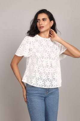 MODYNE Casual Self Design Women White Top