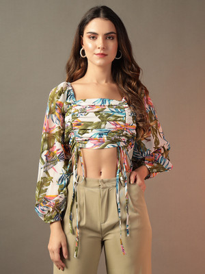 METRONAUT Casual Floral Print Women White Top