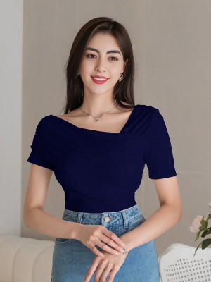 Istyle Can Casual Solid Women Blue Top