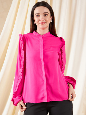 KIBO Casual Solid Women Pink Top
