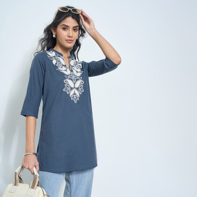 Rangmanch by Pantaloons Casual Embroidered Women Blue Top