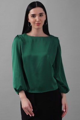 Allen Solly Casual Solid Women Dark Green Top