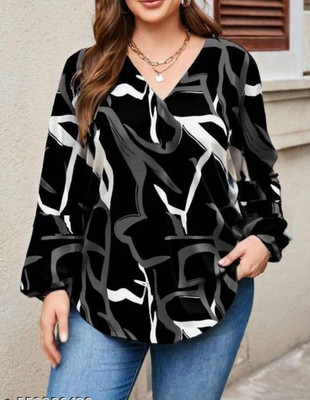 Angarkha Casual Solid Women Black Top