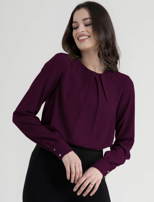 Mirana Casual Solid Women Maroon Top