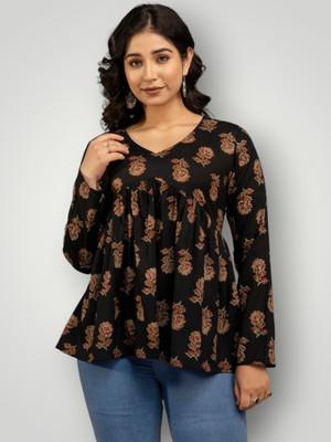 Look Wise Casual Solid Women Black Top