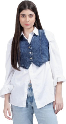 HouseOfCommon Party Solid Women Blue Top