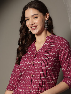 Janakdulari fashion Formal Printed Women Maroon Top