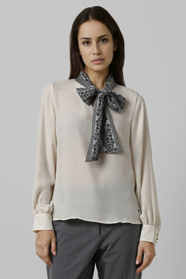 VAN HEUSEN Formal Solid Women White Top