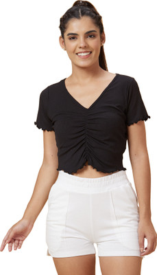 Globus Casual Solid Women Black Top