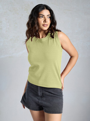 EKASYA Casual Self Design Women Light Green Top