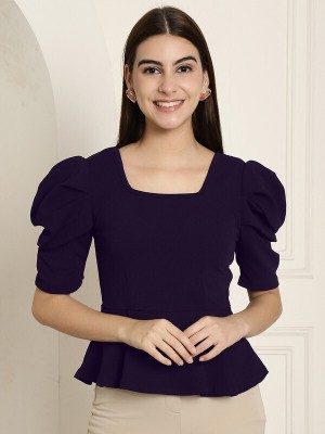 Tromko Casual Solid Women Purple Top