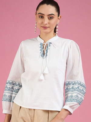 all about you Party Solid Women White Top