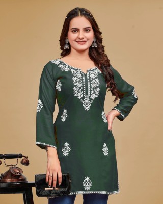 TRIGYA Party Embroidered Women Green Top