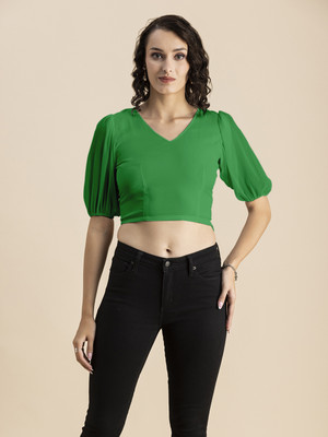 moomaya Casual Solid Women Green Top