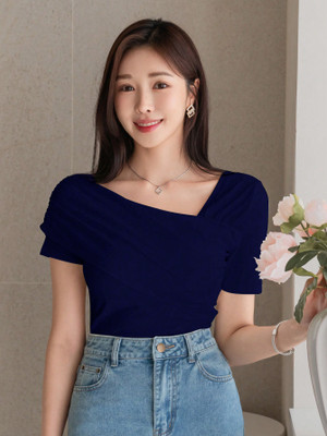 Istyle Can Casual Solid Women Blue Top