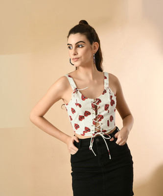 PRETTY LOVING THING Casual Printed Women White, Black, Red Top