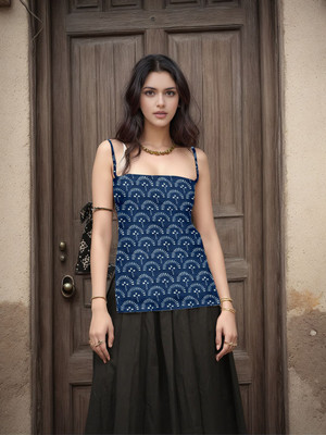 Aahwan Casual Printed Women Blue Top