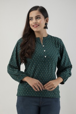 Attire4ever Casual Printed Women Green Top