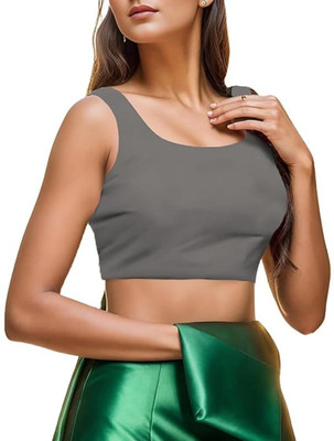 THEBLAZZEE Casual Solid Women Silver Top