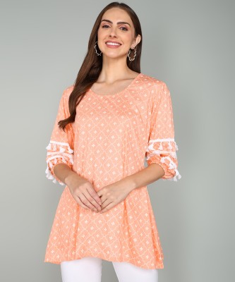 Tviksha Fashion Casual Printed Women Orange Top