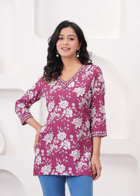 NG NIROMIKA Casual Printed Women Purple Top