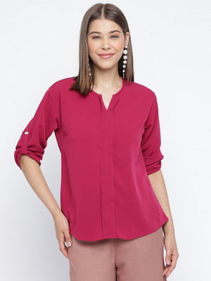 MAYRA Casual Solid Women Pink Top