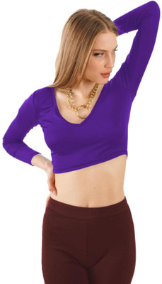 THE BLAZZE Casual Solid Women Purple Top