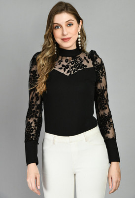 Arbiter Collection Party Solid Women Black Top