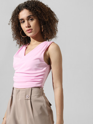 ONLY Casual Solid Women Pink Top