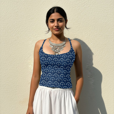 Aahwan Casual Printed Women Blue Top
