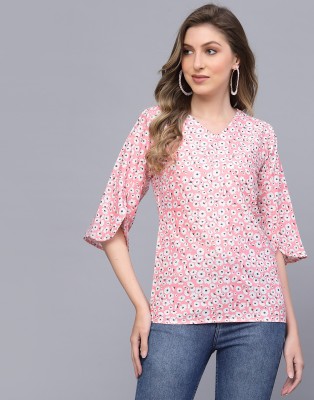 Selvia Casual Printed Women Pink Top