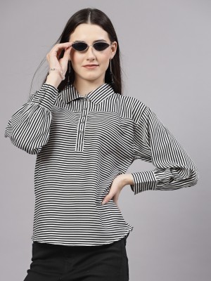 Style Quotient Casual Striped Women Black, White Top