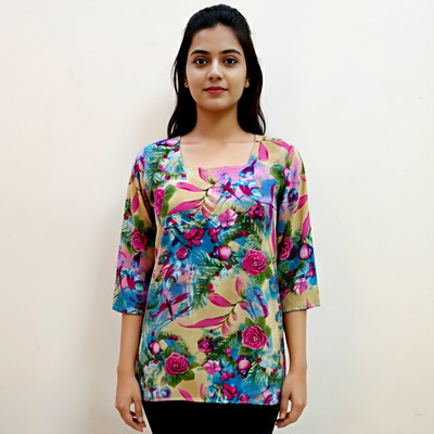Swahnsa Casual Floral Print, Printed Women Multicolor Top