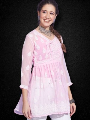 zhouse Formal Embroidered Women Pink Top