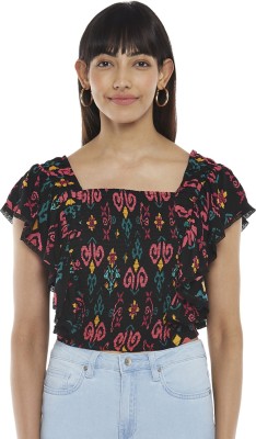 PEOPLE Casual Printed Women Black, Multicolor Top