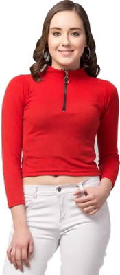 Whitewhale Casual Solid Women Red Top