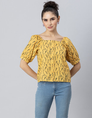 moomaya Casual Printed Women Yellow Top