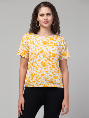 GUDLUCK FASHIONS Casual Tie & Dye Women Yellow Top