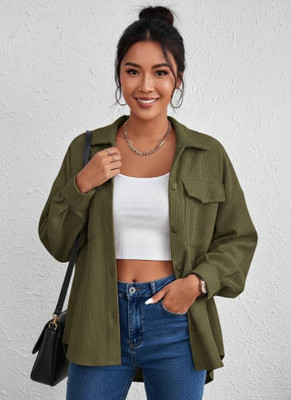 Leriya Fashion Casual Self Design Women Green Top