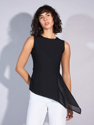 SASSAFRAS Party Solid Women Black Top
