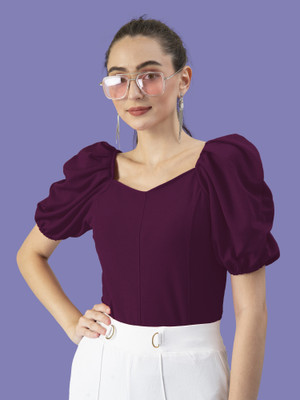 Kashonaa Casual Self Design Women Purple Top
