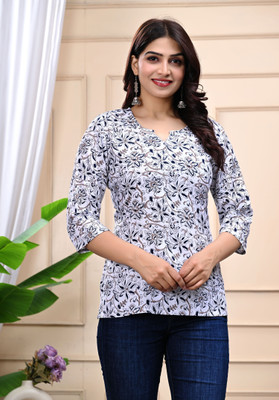 SSS OVERSEAS Casual Printed Women Grey Top