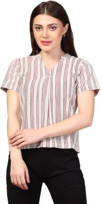 Rahi Trendz Party Striped Women Pink Top