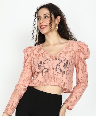 FOREVER 21 Casual Self Design Women Pink Top